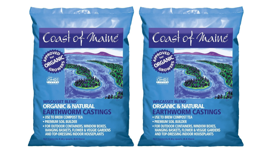  Coast of Maine Wiscasset Blend, 8qt (Pack of 2) Organic and Natural Earthworm Castings, Premium Soil Builder, to Brew Compost Tea