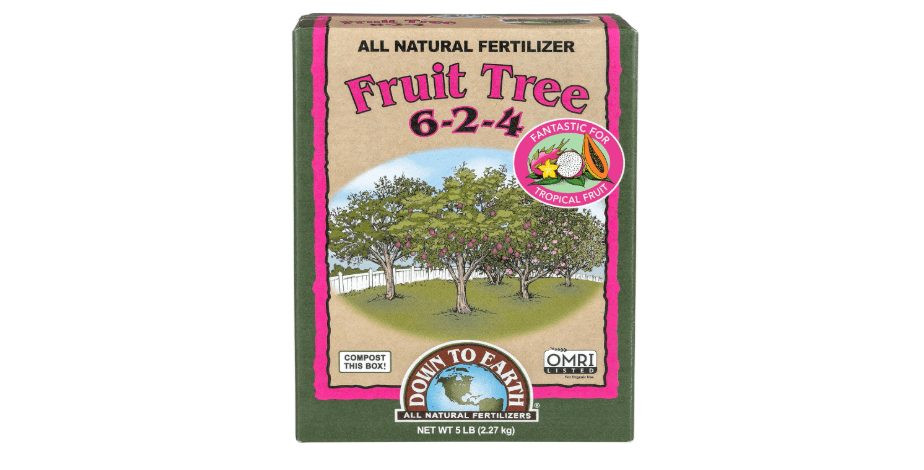 Down To Earth All Natural Fertilizers Organic Fruit Tree - Plant Food for Apples, Pears, Plums and Tropical Fruit Trees 6-2-4, 5 lb