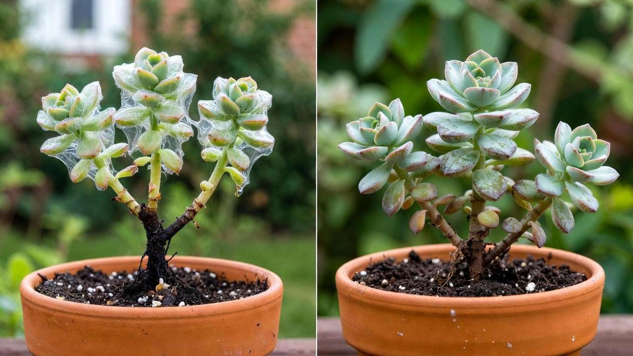 Overwatered vs underwatered sedum symptoms comparison for indoor plant care