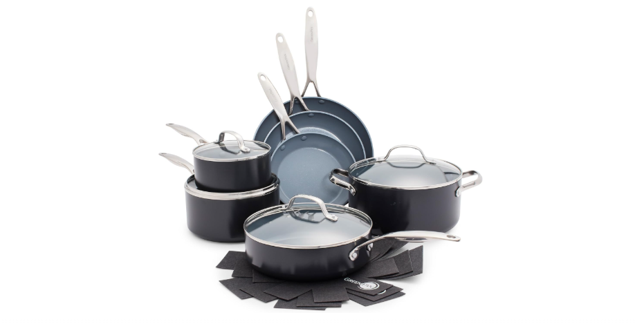 GreenPan Valencia Pro Ceramic Nonstick 11 Piece Cookware Set, Hard Anodized PFAS-Free Pots & Pans, Induction Ready, Compatible on All Cooktops,...