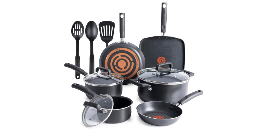  T-fal Signature Nonstick Cookware Set 12 Piece, Oven Broiler Safe 350F, Pots and Pans, Kitchen Cooking Set w/Fry Pans, Saucepans, Saute Pan, Dutch Oven,...