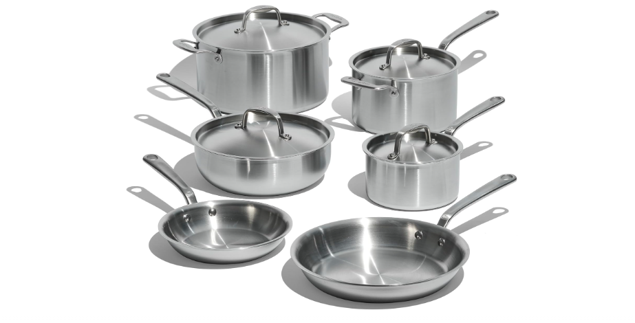  Made In Cookware - 10 Piece Stainless Steel Pot and Pan Set - 5 Ply Clad - Includes Stainless Steel Frying Pans, Saucepans, Saucier and Stock Pot W/Lid -...