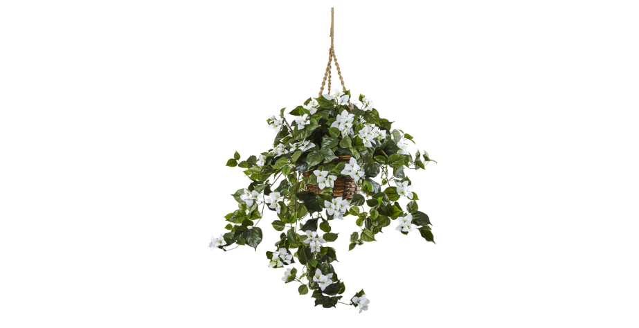  Nearly Natural Bougainvillea Hanging Basket