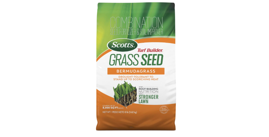  Scotts Turf Builder Grass Seed Bermudagrass with Fertilizer and Soil Improver, Drought-Tolerant, 8 lbs.
