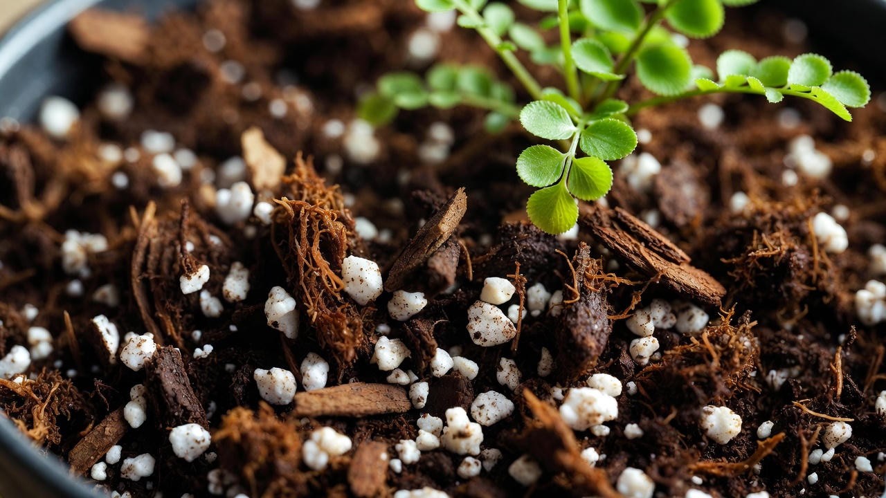 Well-draining soil mix ideal for lemon button fern houseplants