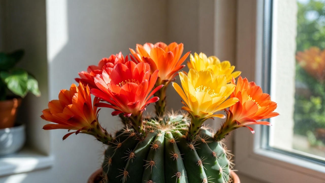 Flowering indoor cactus supported by proper cactus fertilizer