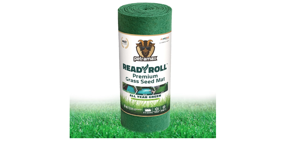 Petramax ReadyRoll Biodegradable Grass Seed Mat for Lawn (54 ft.) - All Year Green 3-in-1 Tall Fescue & Kentucky Grass Seed Rolls w/Mulch &...