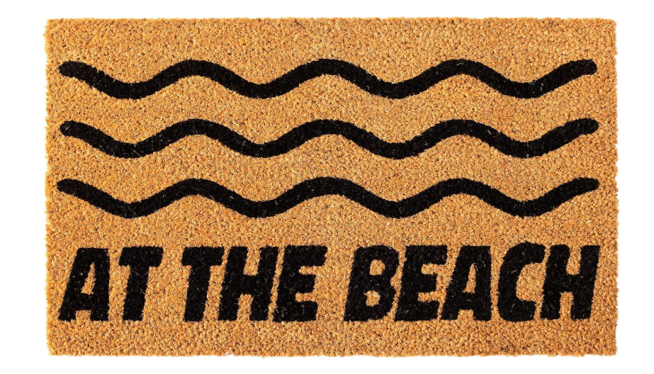 SlipToGrip Natural Coir Door Mats with Non Slip Heavy Duty Rubber Backing - Trendy Designs Entry Mat for Indoor and Outdoor Use (16x24 Inches, at The Beach)