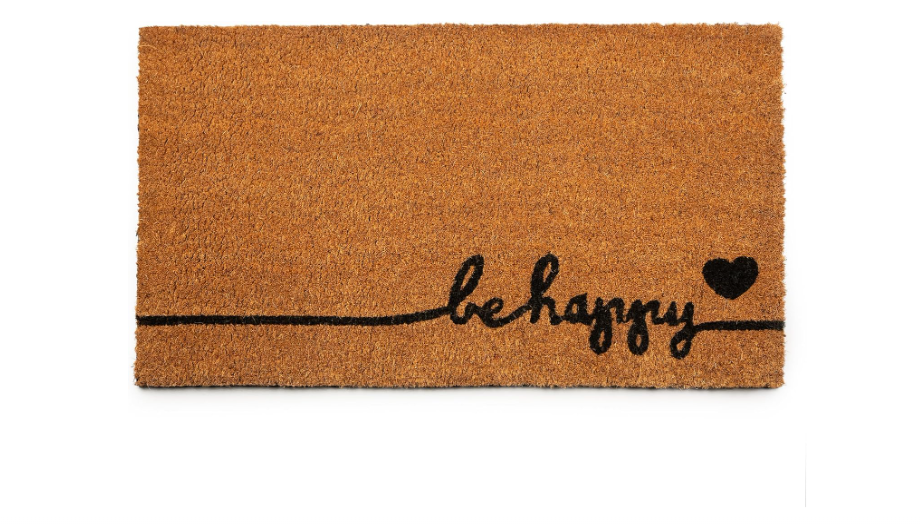 PLUS Haven Pure Coco Coir Doormat with Heavy-Duty Backing - Be Happy - Size: 17-Inches x 30-Inches Pile Height: 0.6-Inches - Perfect Color/Sizing for...