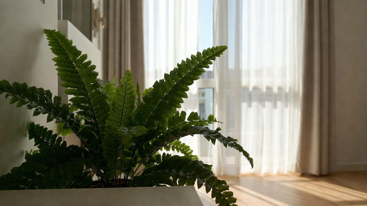 Crocodile fern placed in bright indirect light near window