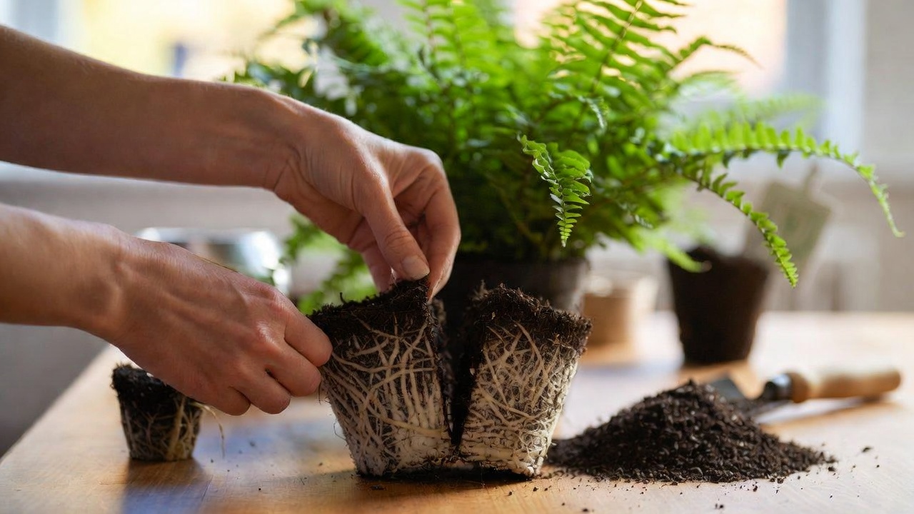 Dividing Fern Coppedge root ball during propagation
