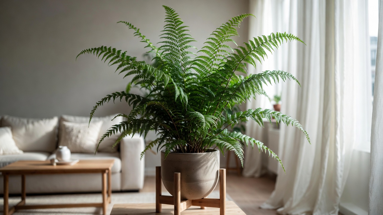 Fern Coppedge styled in modern minimalist living room
