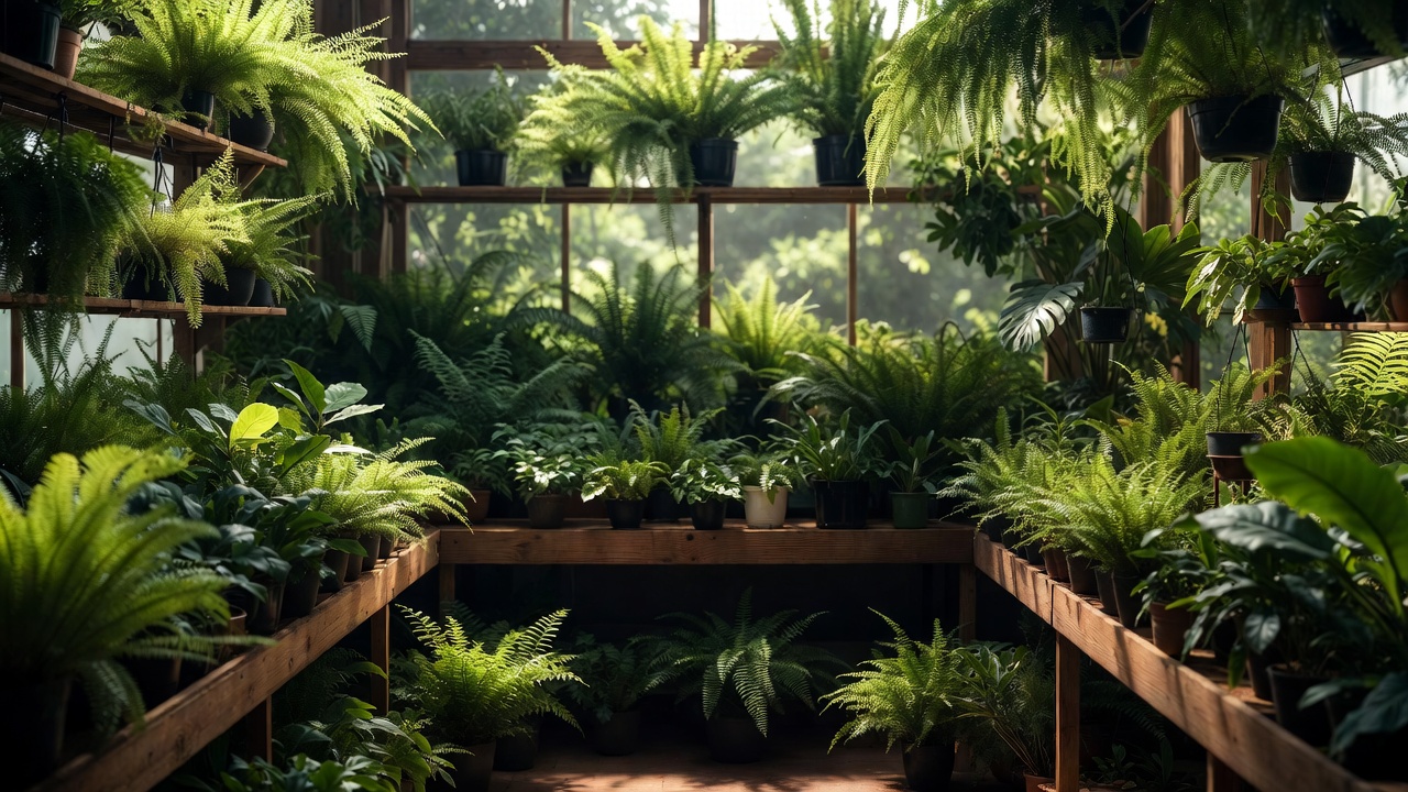 Rare Fern Coppedge plants displayed in specialty nursery