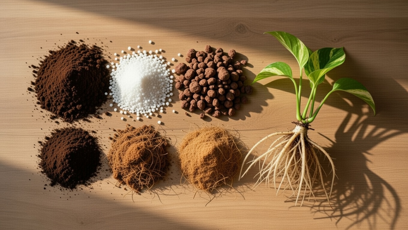 Well-draining soil mix ingredients for N Joy Pothos plant