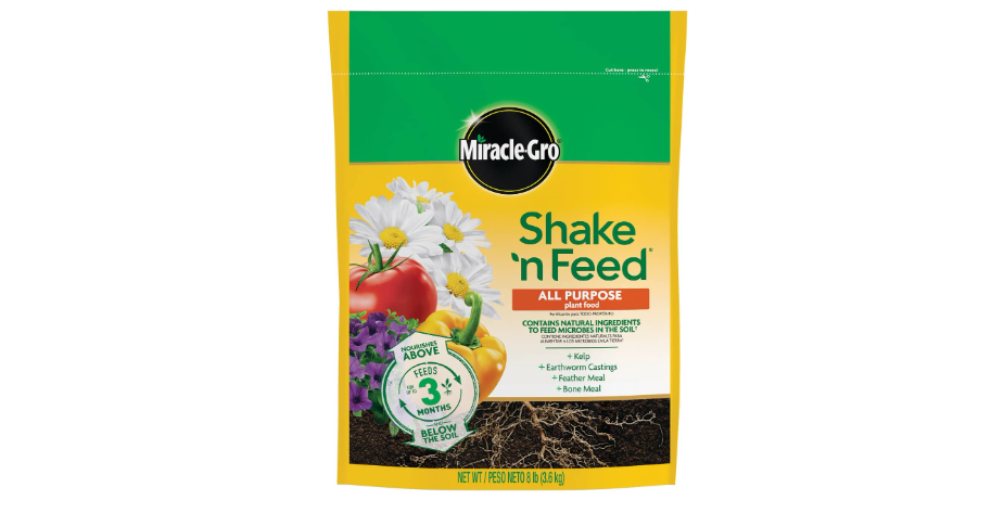 Miracle-Gro Shake 'N Feed All Purpose Plant Food, For In-Ground and Container Plants, Feeds for up to 3 Months, 8 lbs.