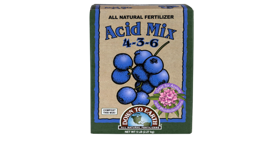 Down To Earth All Natural Fertilizers Organic Acid Mix - Plant Food for Blueberries, Raspberries, Azaleas and Rhododendrons 4-3-6, 5 lb