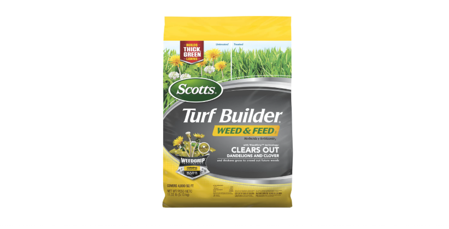 Scotts Turf Builder Weed and Feed5, Weed Killer Plus Lawn Fertilizer, Controls Dandelion and Clover, 4,000 sq. ft., 11.32 lbs.