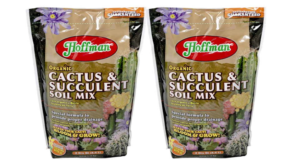 Hoffman Organic Cactus and Succulent Soil Mix to Provide Proper Drainage and Improve Growth in Cacti, 4qts, 2 Pack