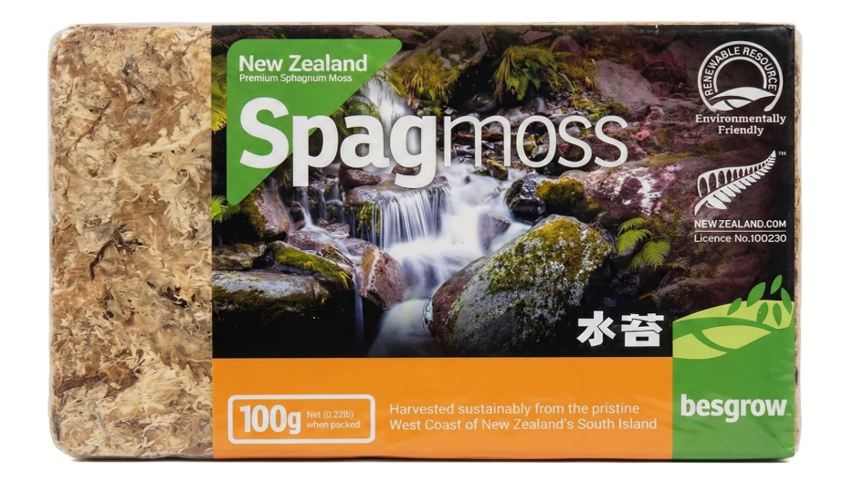 
besgrow Premium New Zealand Sphagnum Moss, 100g (8L When Hydrated) - Harvested Sustainably from The Pristine West Coast of New Zealand's South Island