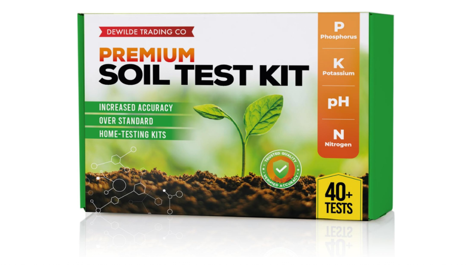 Premium Soil Test Kit: 40 Complete Tests for Lawns, Gardens, and Vegetables. Tests for Ammonia Nitrogen, pH, Phosphorus, and Potassium.