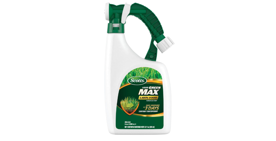 Scotts Liquid Green Max Lawn Food: 2,000 sq. ft., 2-in-1 Fertilizer and Iron Supplement, Use on Any Grass Type, 32 oz.