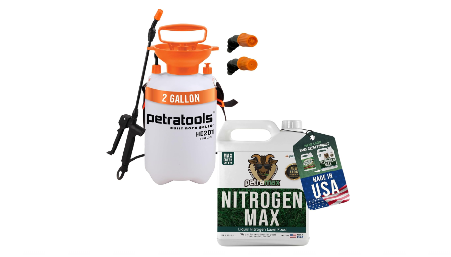 PetraTools 1 Gallon Liquid Nitrogen Fertilizer 28-0-0 with HD201 2 Gallon Sprayer Bundle
