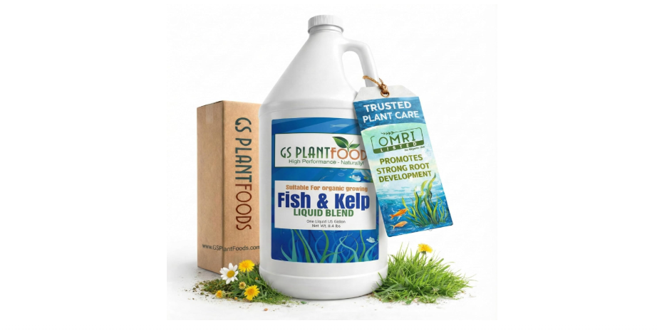 GS Plant Foods Liquid Fish & Kelp Fertilizer (1 gallon) – Organic Material Review Institute Listed Natural Plant Food for Home Gardens, and Vegetables