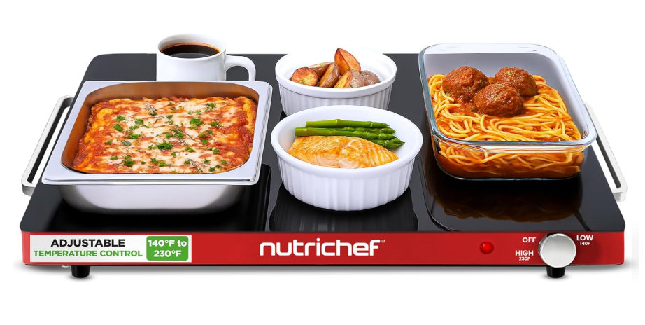 NutriChef Electric Warming Tray | Glass Surface Hot Serving Tray | Adjustable Temperature 140°F to 230°F | Energy Efficient & Space Saving | Perfect for...