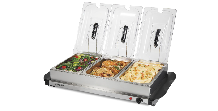 Proctor Silex Buffet Server & Food Warmer, Adjustable Heat, for Parties, Holidays and Entertaining, Three 2.5 Quart Oven-Safe Chafing Dish Set,...