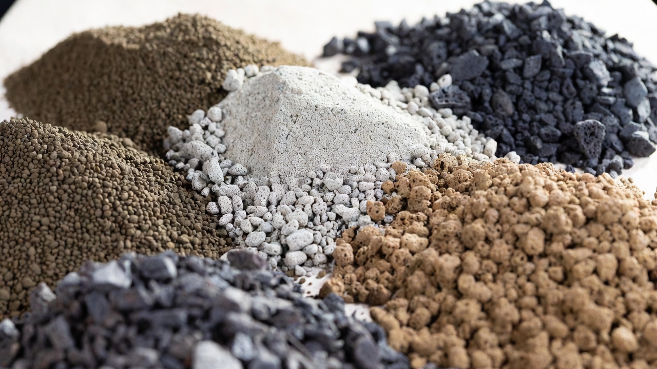 Akadama pumice and lava rock components for bonsai in a pot soil mix