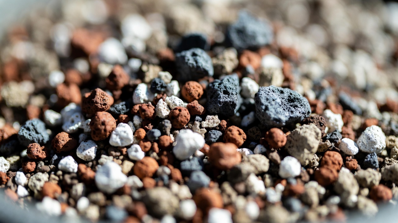 Well-draining bonsai soil mix with akadama pumice and lava rock