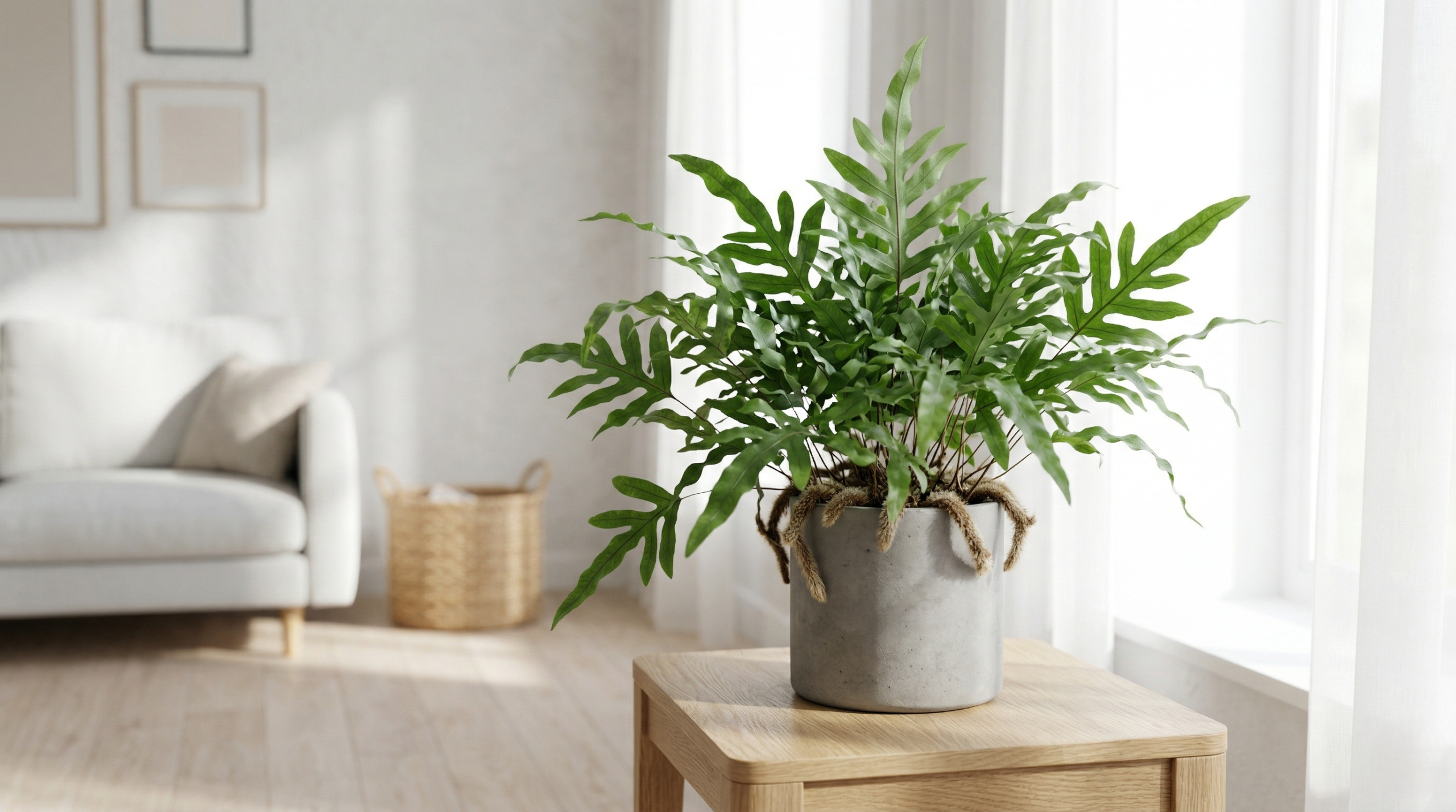 Healthy kangaroo fern plant with lush green leaves in bright indoor setting