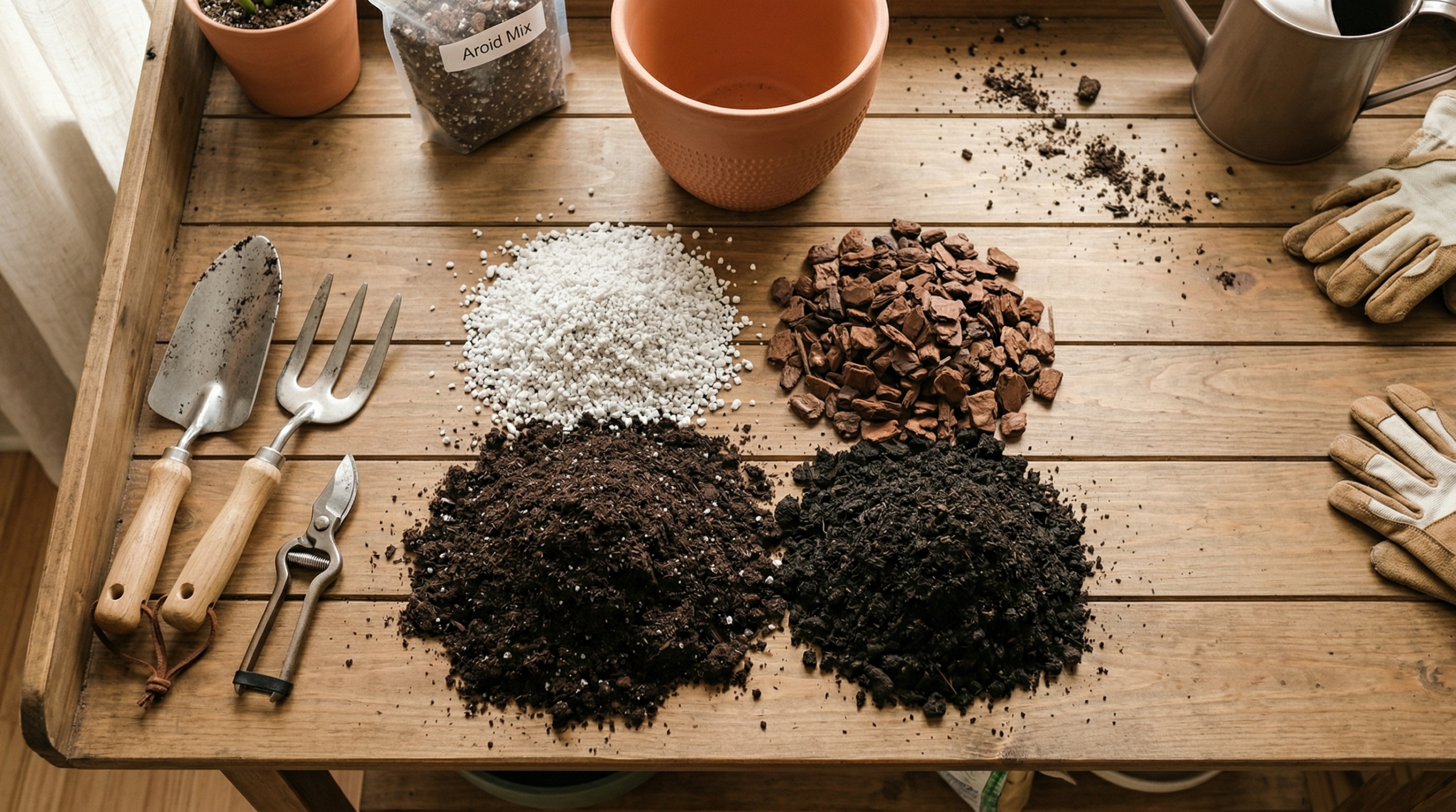 Well-draining soil mix ingredients for philodendron plants