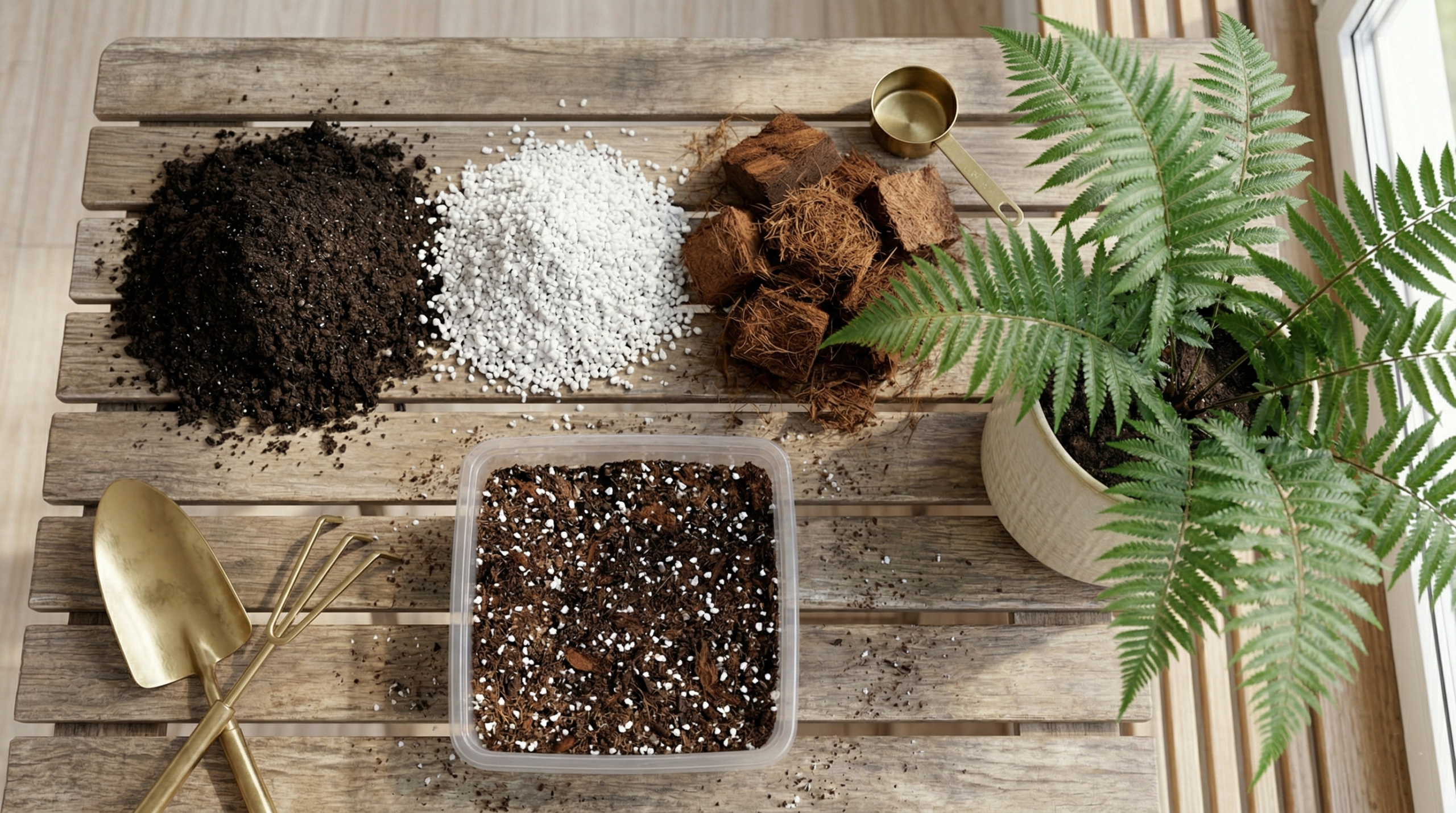 Best soil mix for leatherleaf fern with perlite and organic potting materials