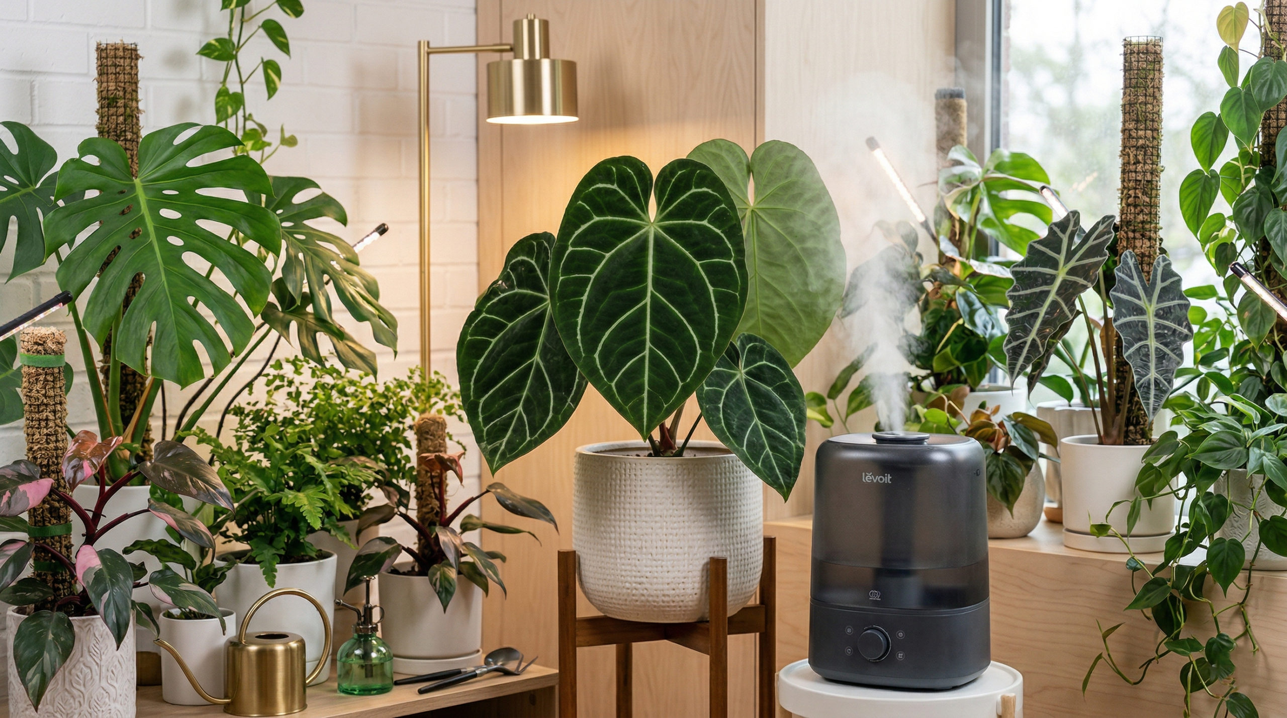  Anthurium magnificum in high humidity indoor setup with humidifier