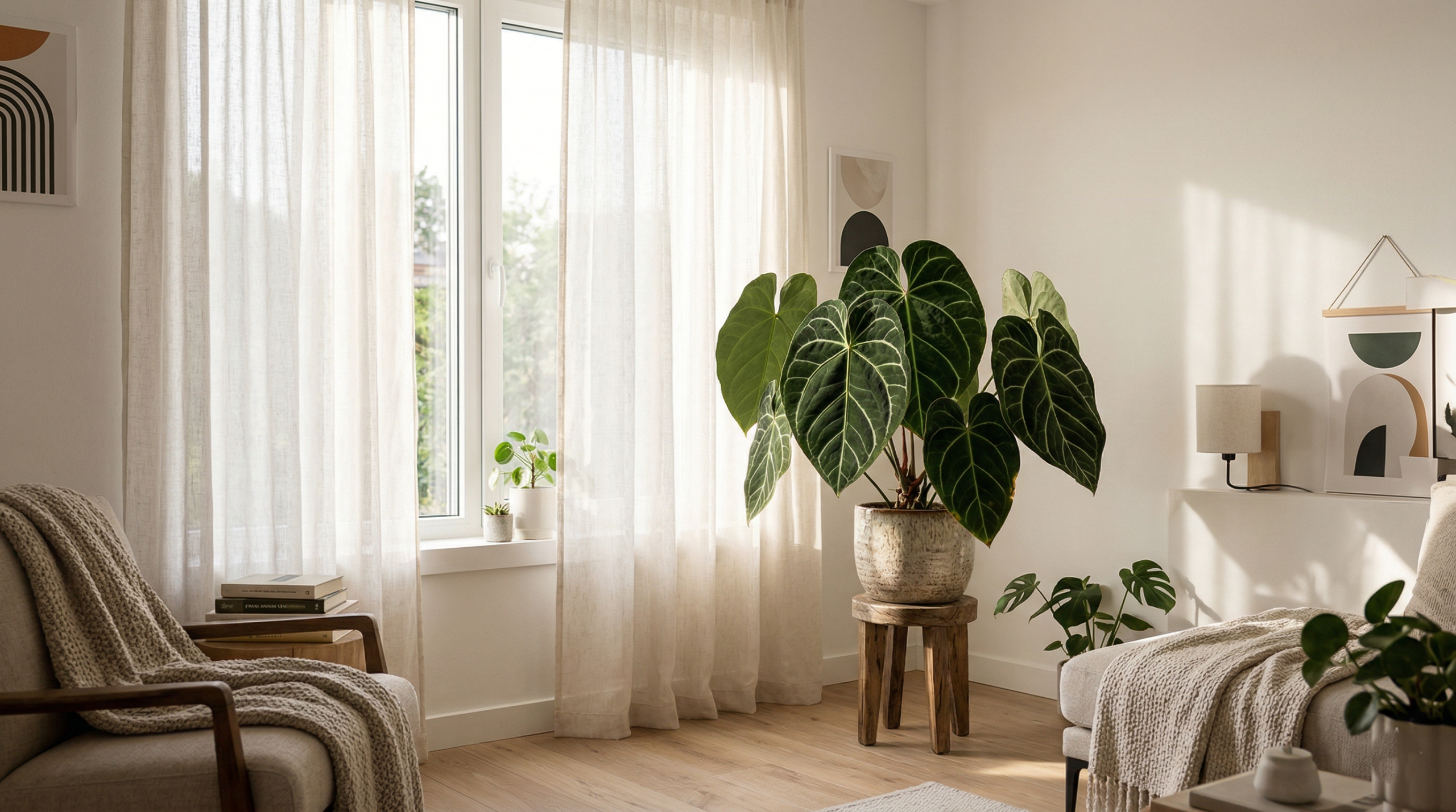 Anthurium magnificum placed in bright indirect light near window