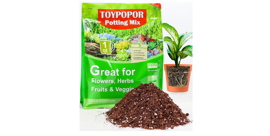 TOYPOPOR Potting Soil for All Indoor Houseplants, Contains Perlite, Peat Moss, Coco Coir and Rice Charcoal, Well Draining Potting Mix Light, Aerated Texture...