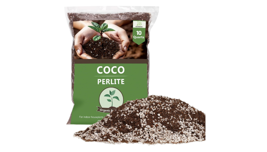 Coco Coir Perlite Mix - Retain Moisture, Improve Drainage & Aeration - Coco Peat Perlite Potting Mix, Loose Organic Potting Soil for Indoor Plants, 10...