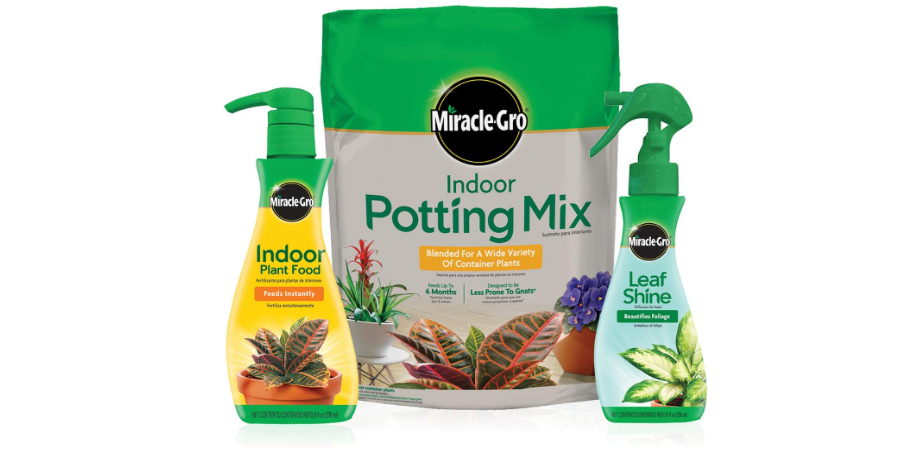 Miracle-Gro Indoor Potting Mix, Indoor Plant Food & Leaf Shine - Bundle of Potting Soil (6 qt.), Liquid Plant Food (8 oz.) & Leaf Shine (8 oz.) for...