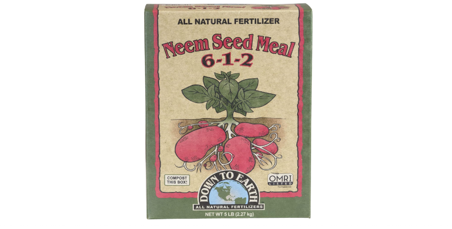 Down To Earth All Natural Fertilizers Organic Neem Seed Meal, Plant Food for Vegetable Gardens and Raised Beds 6-1-2, 5 lb