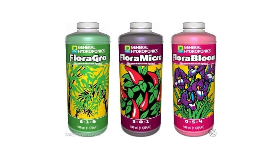 
GH Flora Series' General Hydroponics 32oz Quarts Trio FloraMicro FloraGrow FloraBloom, 1 Set of 3