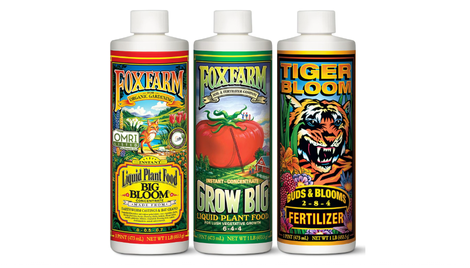 
FoxFarm Fertilizer Soil Trio Liquid Nutrient: Tiger Bloom, Grow Big, Big Bloom Bottles - (Pack of 3-1 Pint)