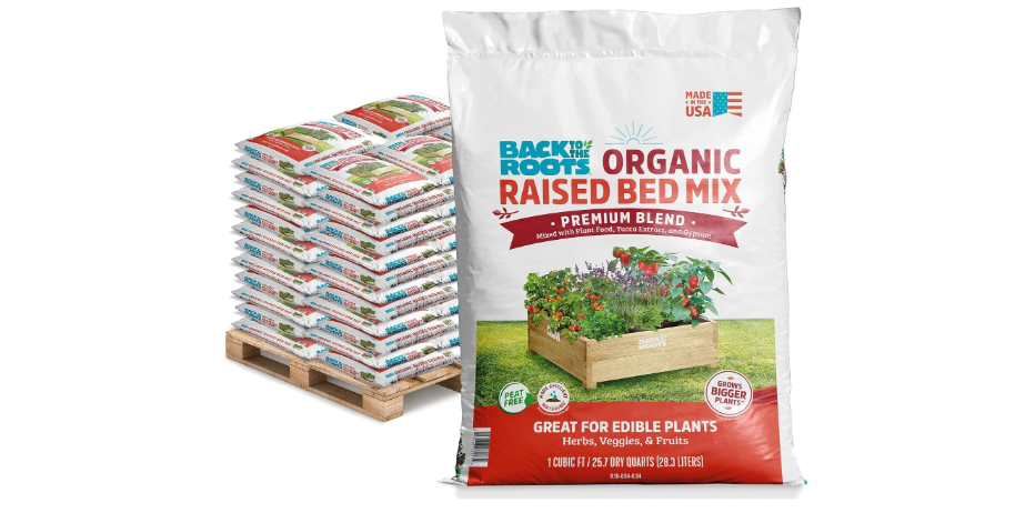 
Back to The Roots 100% Organic Raised Bed Soil, Fills 8' x 4' Garden Bed, 60 cu ft, Made in USA, Peat-Free