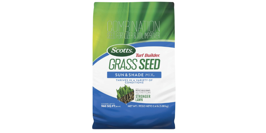 
Scotts Turf Builder Grass Seed Sun & Shade Mix with Fertilizer and Soil Improver, Thrives in Many Conditions, 2.4 lbs.