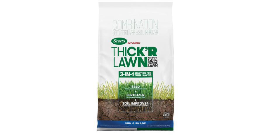
Scotts Turf Builder Thick'R Lawn Sun and Shade, Combination Seed, Fertilizer and Soil Improver, Thickens Thin Grass, 40 lbs.