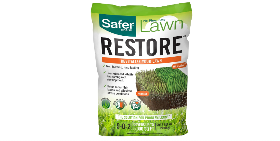 Safer Brand Lawn Restore Natural Lawn Fertilizer - 9335SR - Non-Burning Fertilizer - 9-0-2 NPK - Use for Healthy Grass - Covers up to 5,000 Sq Ft