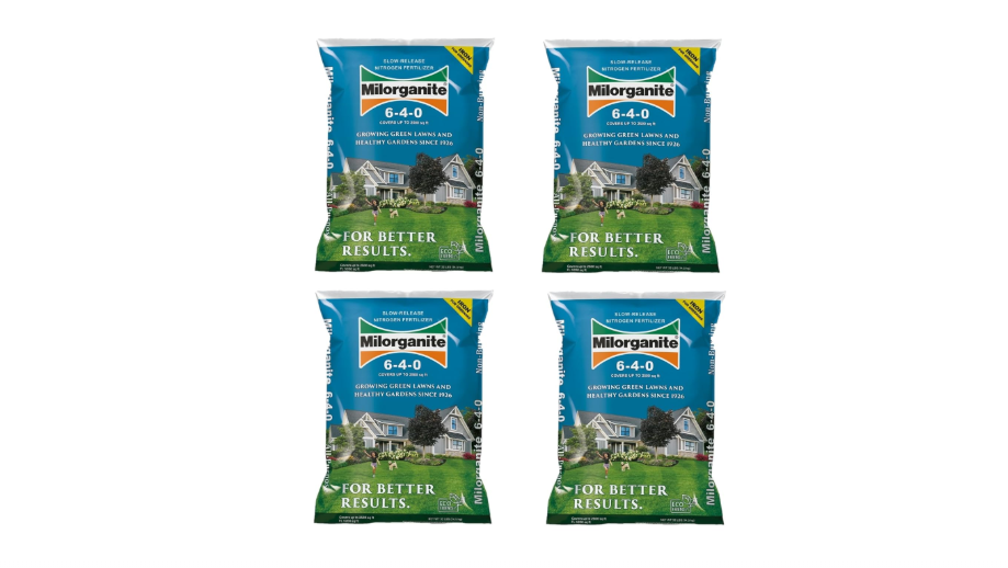 
Milorganite All-Purpose Eco-Friendly Slow-Release Nitrogen 6-4-0 Fertilizer, 32 Pound Bag (Pack of 4) - for Lawns, Flowers, Gardens
