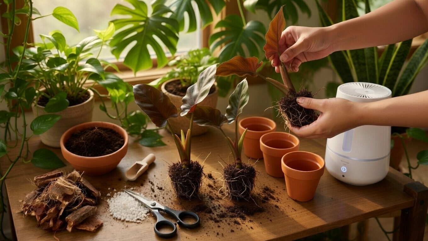 philodendron red congo propagation by plant division