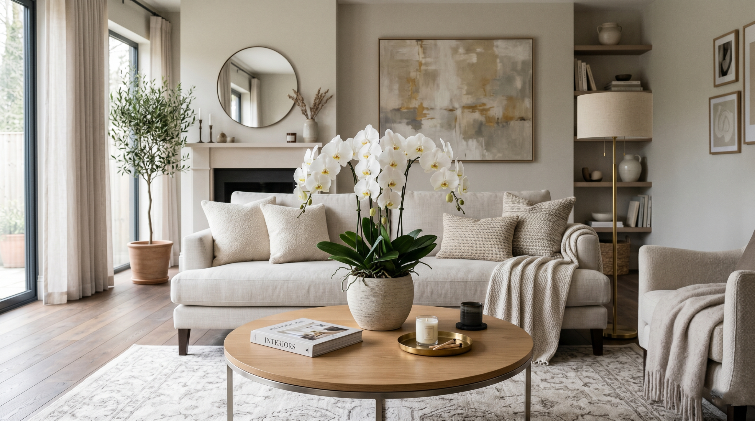 Orchid bouquet used as a modern home décor centerpiece