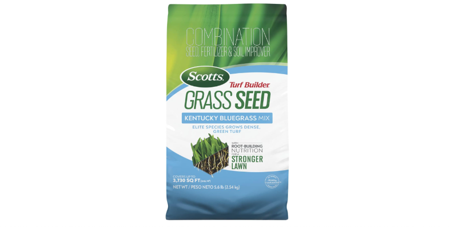  Scotts Turf Builder Grass Seed Kentucky Bluegrass Mix - Grass Seed Plus Lawn Fertilizer and Soil Improver, Grows Dense, Green Turf, Covers Up To 3,730 sq....